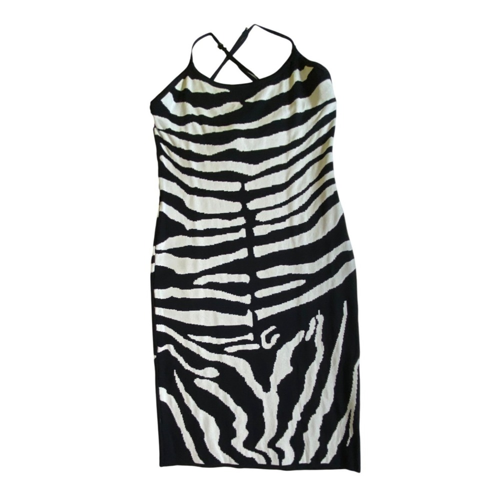 Fashion Nova XL Zebra Print Dress‎ Black & White Sexy Bodycon Stretch Wild Party